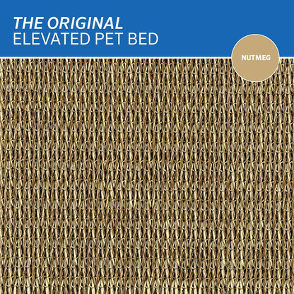 Elevated dog bed dimensions, 42 inches long by 25.5 inches wide by 8 inches high