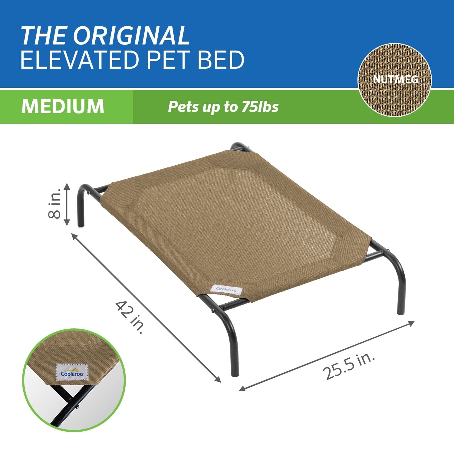 Airflow underneath the raised pet bed keeps dogs cool in summer